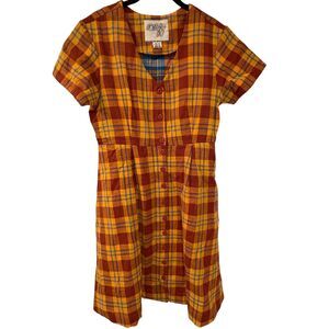Ace & Jig Short Sleeve V-Neck Plaid Checkered Mini Dress Small